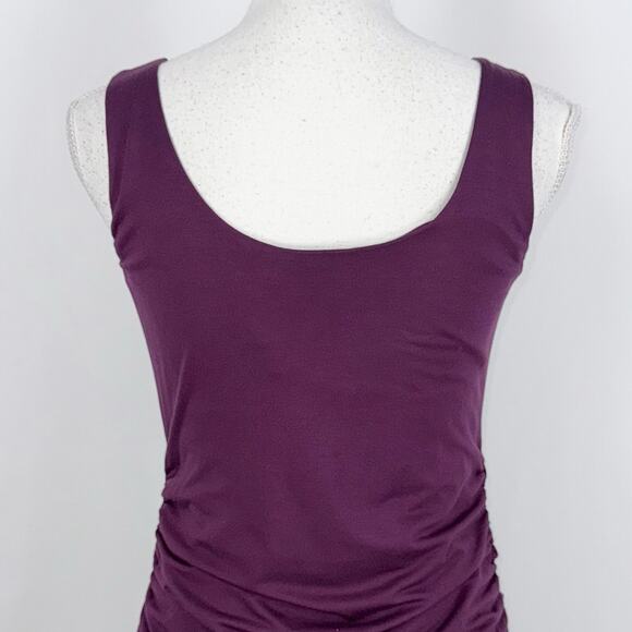 Naked Princess Women's Modal Ruched High Low Tank Dress Small Purple - Picture 7 of 14